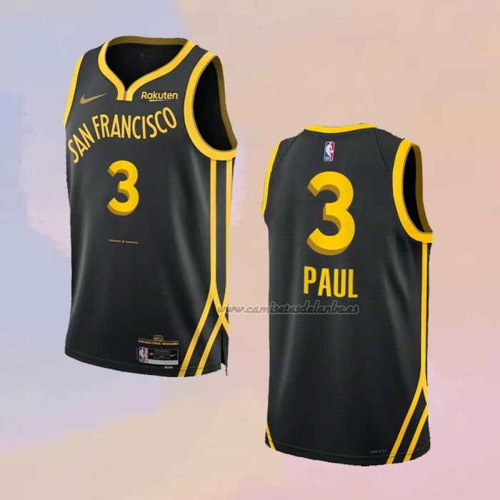 Camiseta Golden State Warriors Chris Paul NO 3 Ciudad 2023-24 Negro